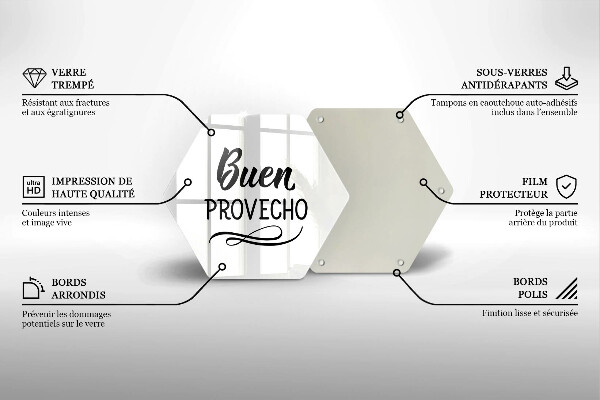 Glass worktop saver The inscription Buen Provecho