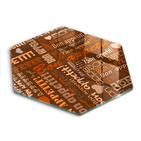 Chopping board glass Text Bon Appetit