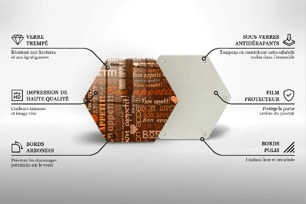 Chopping board glass Text Bon Appetit