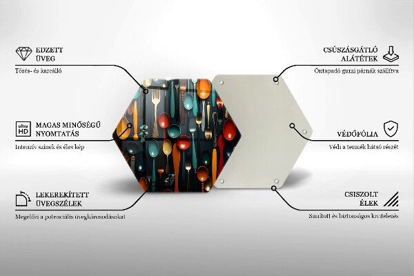 Chopping board Colorful spoons and forks