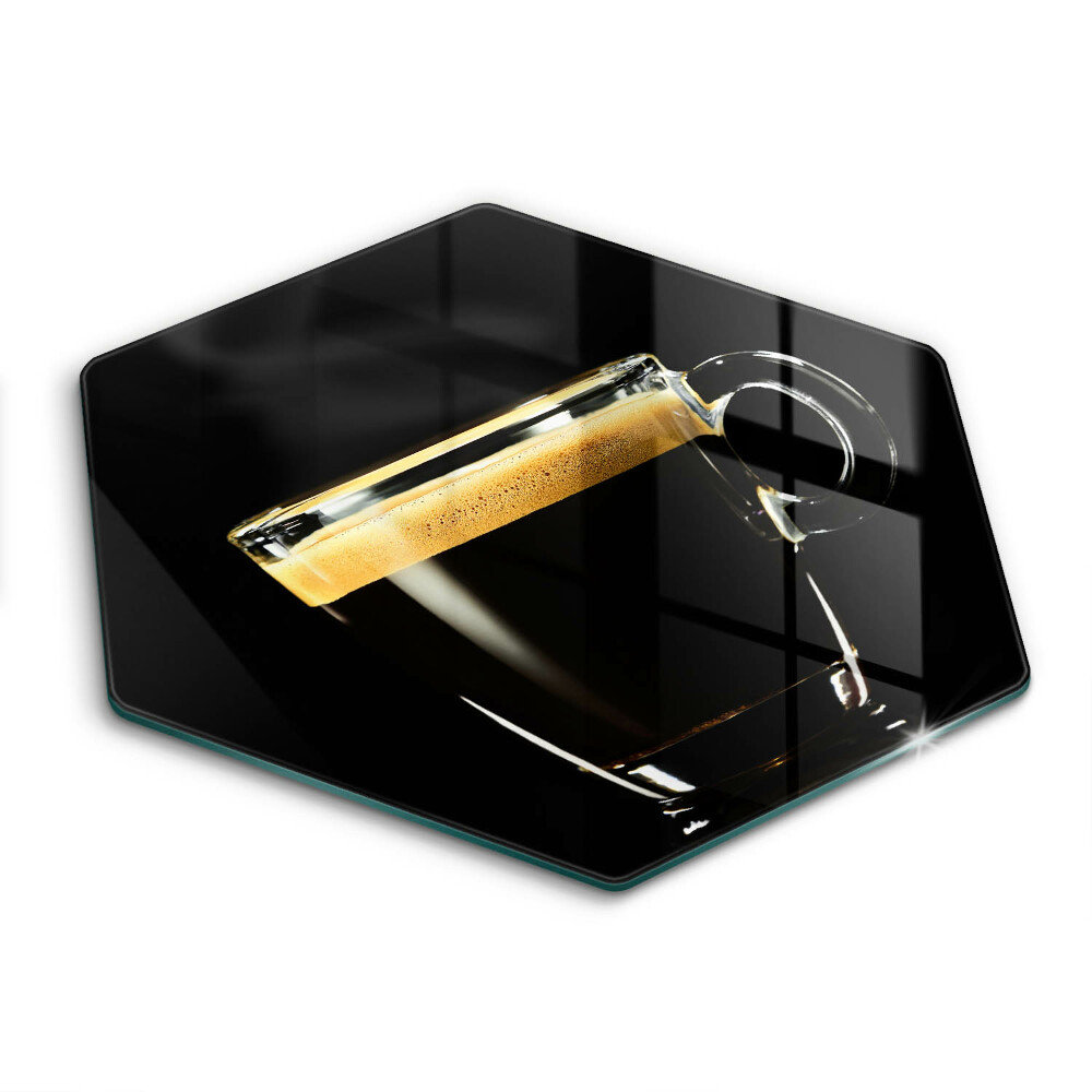 Chopping board A glass of black coffee