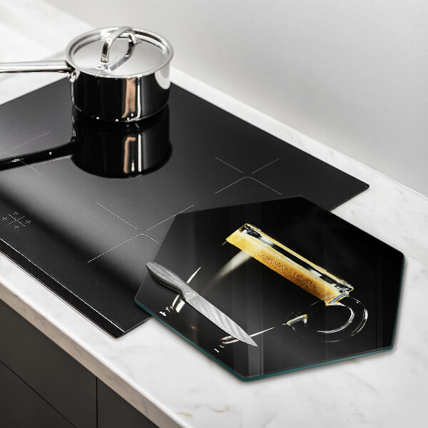 Chopping board A glass of black coffee