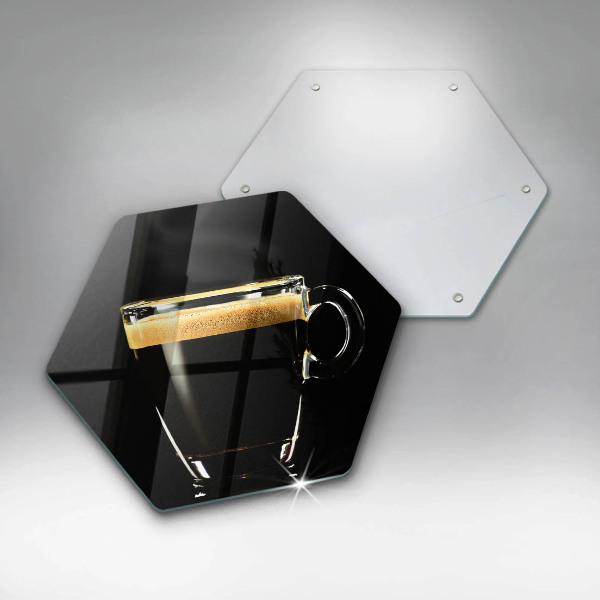 Chopping board A glass of black coffee