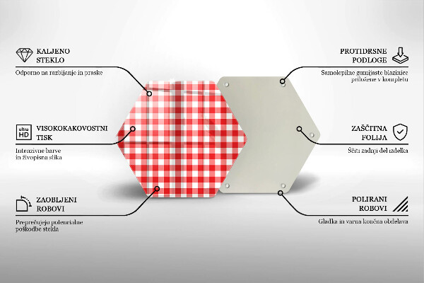 Chopping board Red white grille