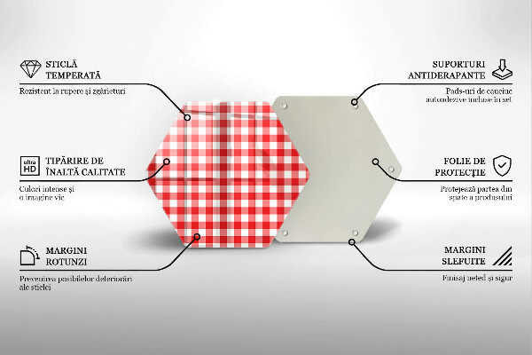 Chopping board Red white grille