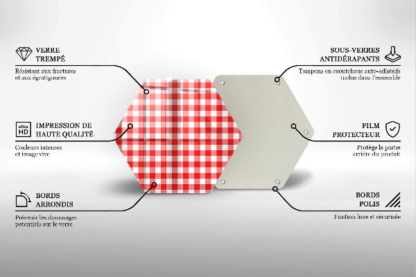 Chopping board Red white grille