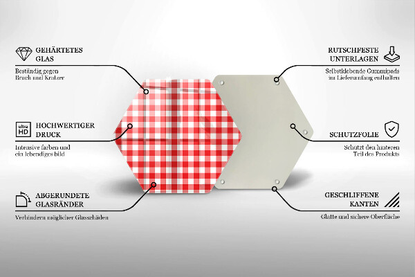 Chopping board Red white grille