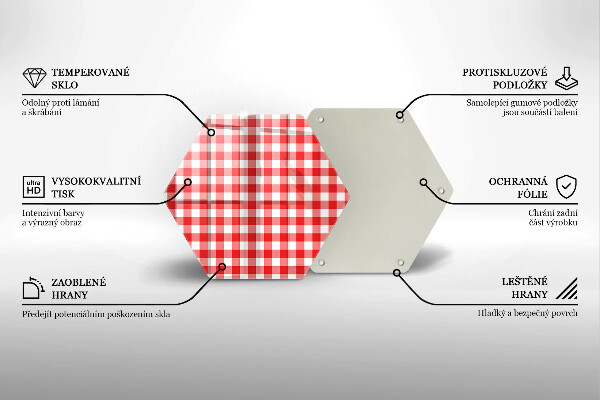 Chopping board Red white grille