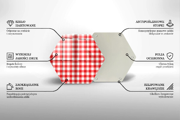 Chopping board Red white grille
