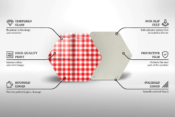 Chopping board Red white grille