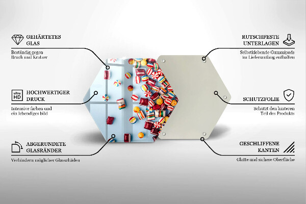 Chopping board Colorful candies