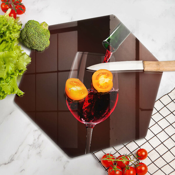 Chopping board A glass of wine