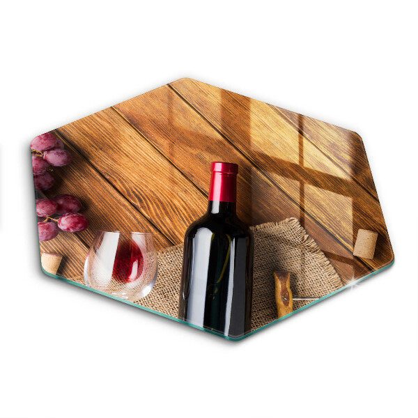 Chopping board A bottle of red wine