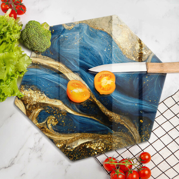Chopping board Blue-gold marble