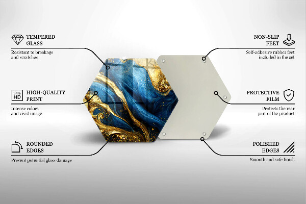 Chopping board Blue-gold marble