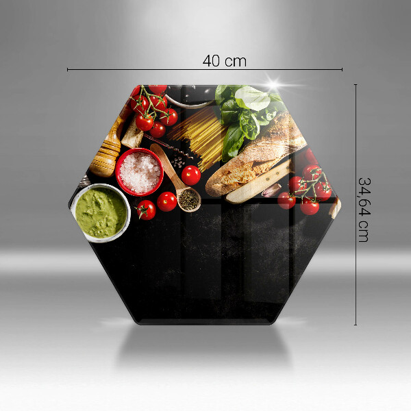 Chopping board Italian ingredients and spices