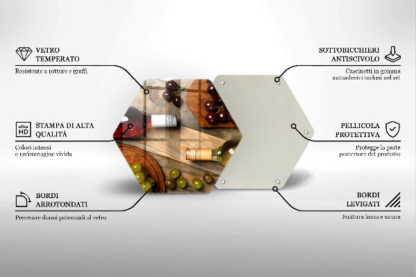 Chopping board Bottles of wine and grapes