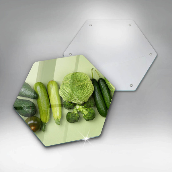 Chopping board Green fruits and vegetables