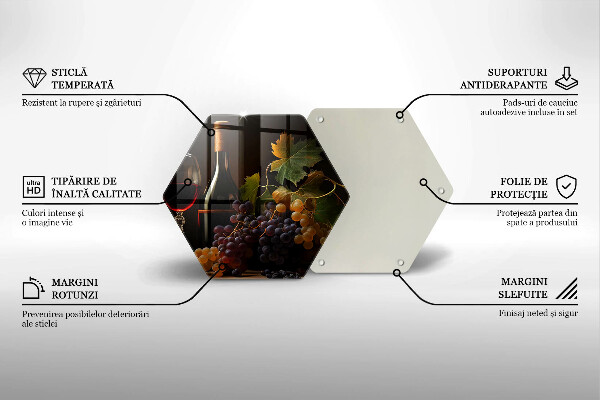 Chopping board A glass of wine and grapes