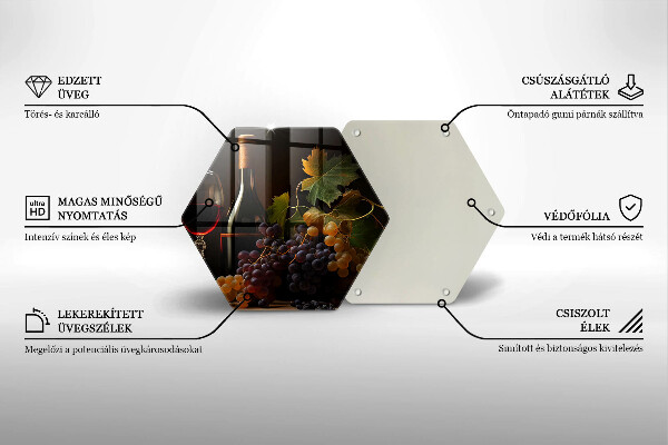 Chopping board A glass of wine and grapes