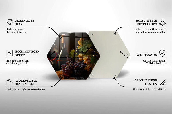 Chopping board A glass of wine and grapes