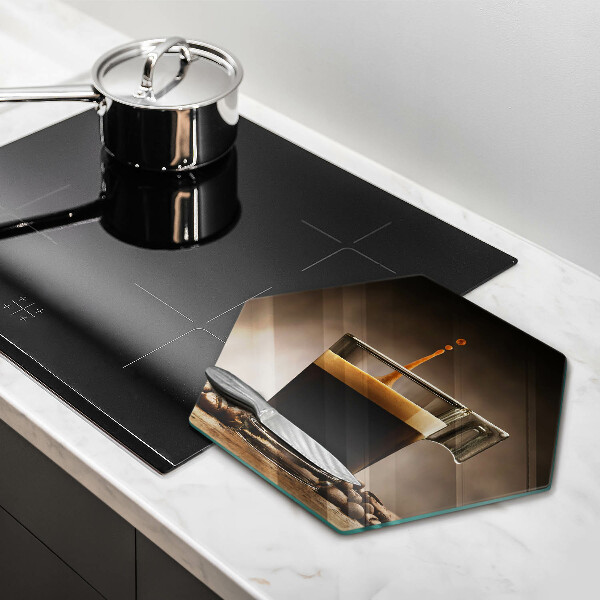 Chopping board Glass and coffee beans