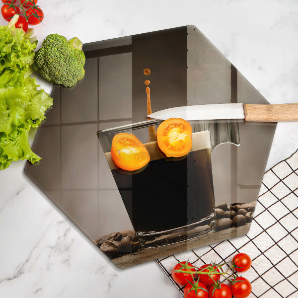 Chopping board Glass and coffee beans