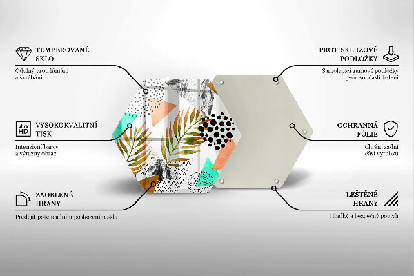 Glass worktop saver Boho leaves pattern