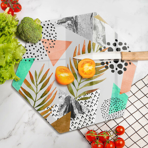 Glass worktop saver Boho leaves pattern