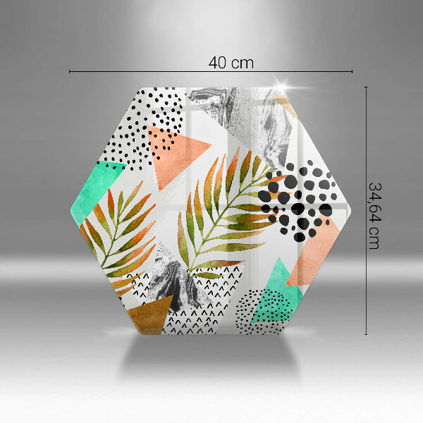 Glass worktop saver Boho leaves pattern