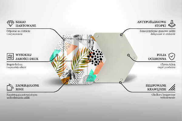 Glass worktop saver Boho leaves pattern