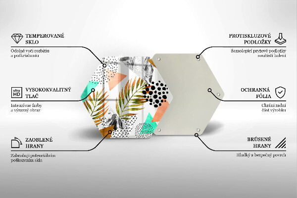 Glass worktop saver Boho leaves pattern