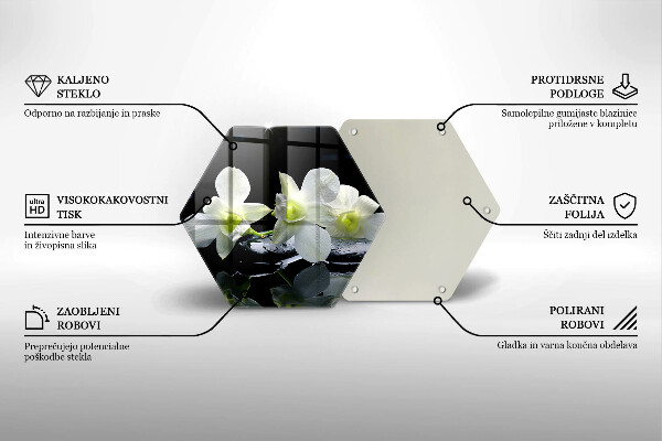 Chopping board Zen white flowers in water