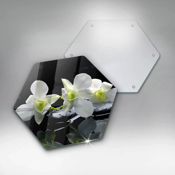 Chopping board Zen white flowers in water