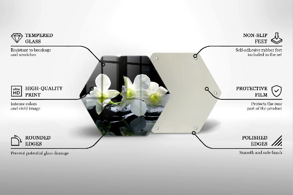 Chopping board Zen white flowers in water