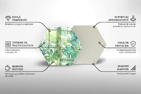 Chopping board glass Boho watercolors leaves