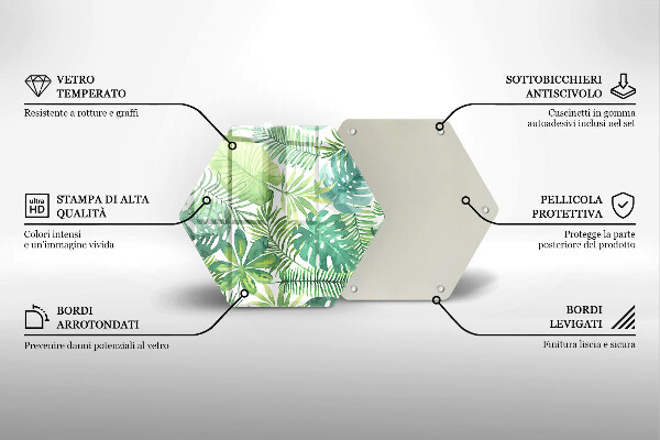 Chopping board glass Boho watercolors leaves