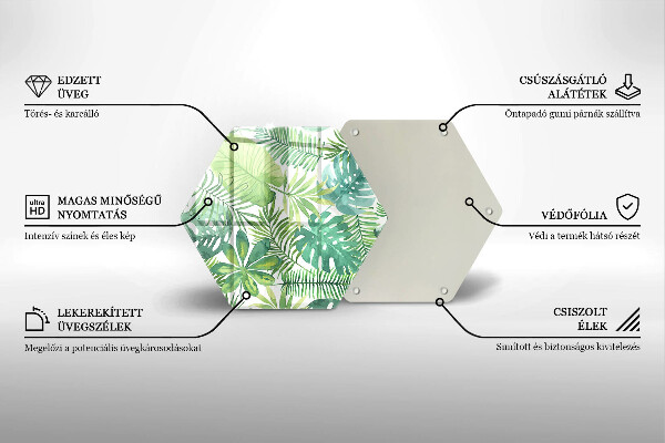 Chopping board glass Boho watercolors leaves