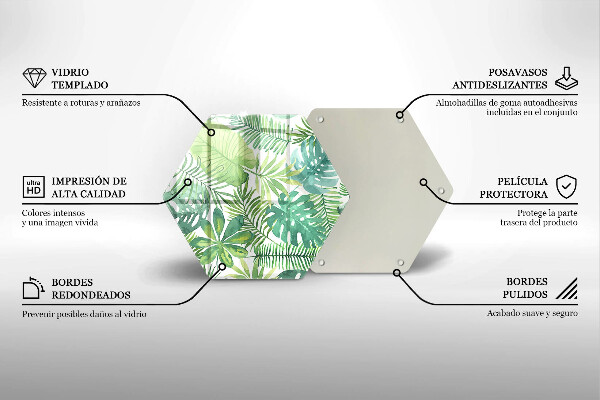 Chopping board glass Boho watercolors leaves