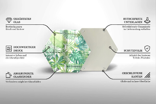 Chopping board glass Boho watercolors leaves