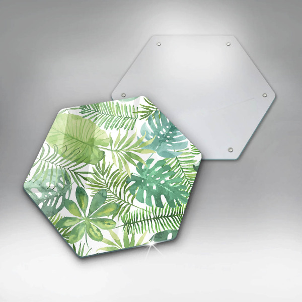 Chopping board glass Boho watercolors leaves
