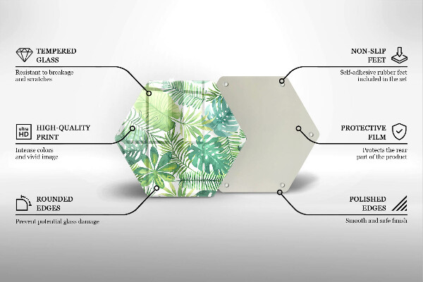 Chopping board glass Boho watercolors leaves