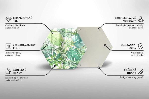 Chopping board glass Boho watercolors leaves