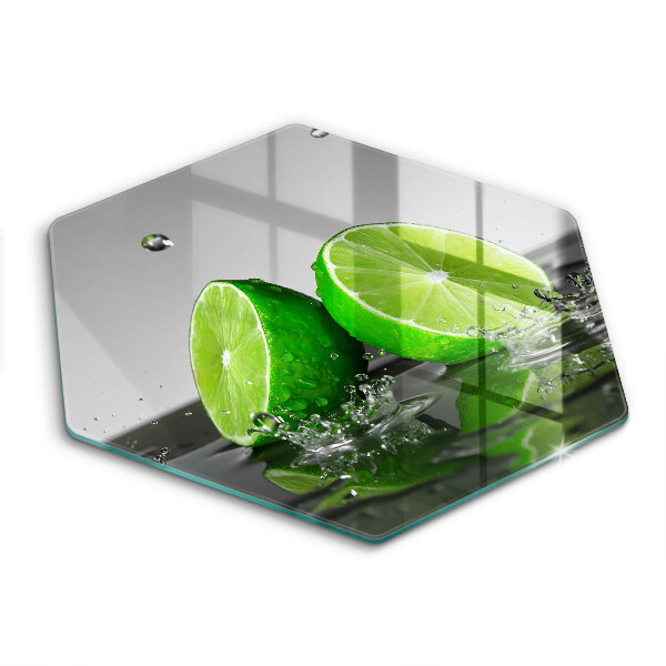 Chopping board glass Juicy lime and water