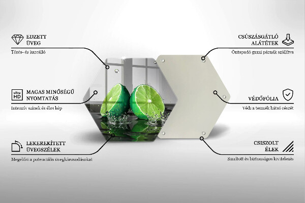 Chopping board glass Juicy lime and water