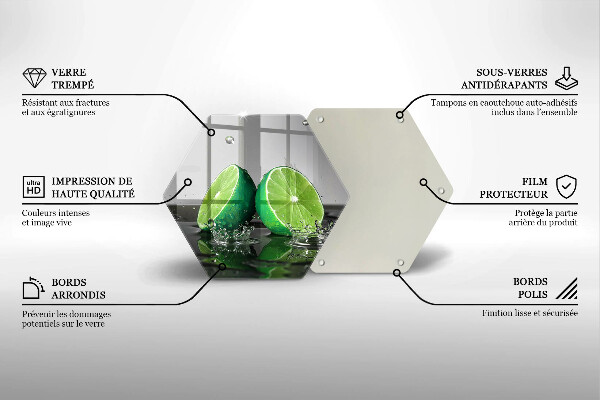 Chopping board glass Juicy lime and water