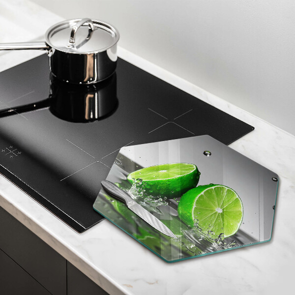 Chopping board glass Juicy lime and water