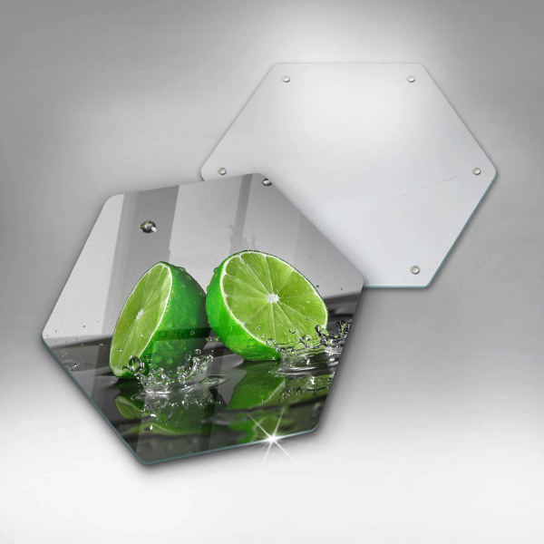 Chopping board glass Juicy lime and water