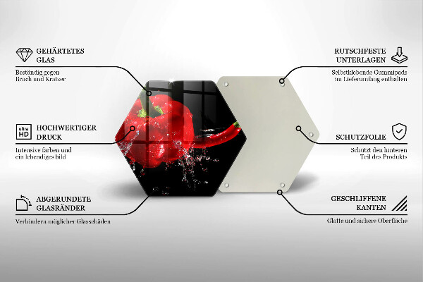 Chopping board Red peppers in water
