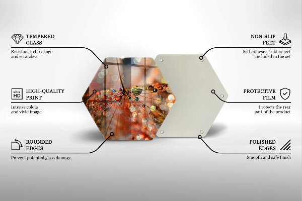 Chopping board glass Wet dandelion